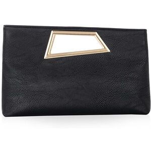 Amazon Black Clutch with Geometric Gold Handle